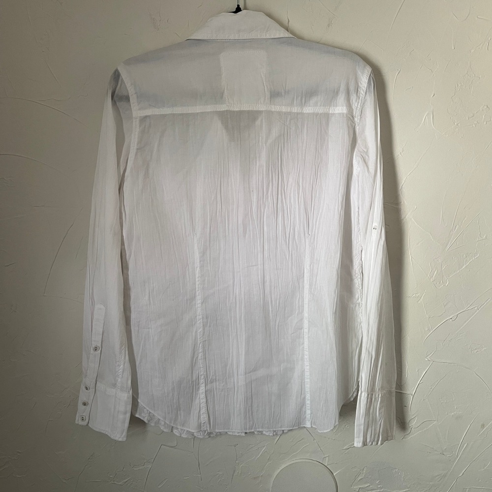 Cino White Embroidered Cotton Button Down Blouse Small Boho Floral Coastal Top - Picture 10 of 10